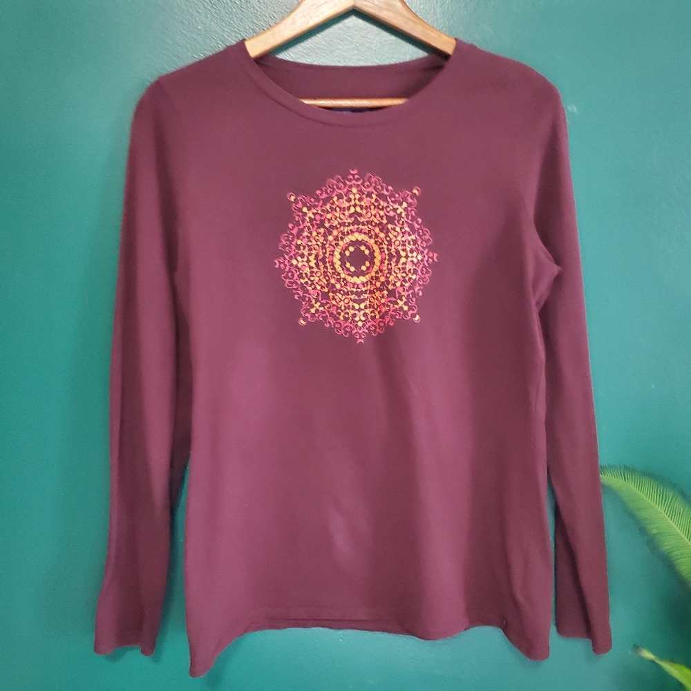 Columbia Printed Long Sleeve Crew Neck Top Large